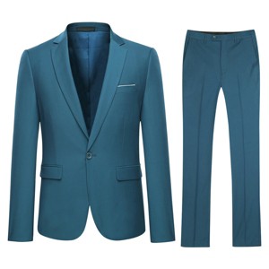 Cloudstyle Men's 2-Piece Suits Slim Fit 1 Button Dress Suit Jacket Blazer & Pants Set - 1 of 4