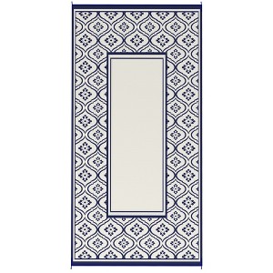 Aghana Digitals Reversible 9'x12' Outdoor Rug, Blue & White Gourd Border, Waterproof Polypropylene - 1 of 4