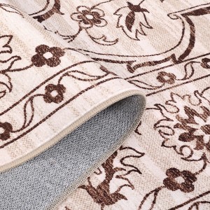 Modern Washable Area Rug for Living Room, Floral Print Floor Rug with Non Slip Backing, Low Pile Stain Resistant Indoor Carpet for Dorm - 1 of 1