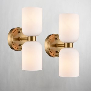 CLAXY Modern Gold Vanity Light with Milky Glass Shades Set of 2 - 1 of 4