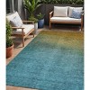 Brown Blue And Taupe Ombre Washable Indoor Outdoor Area Rug - 2 of 4