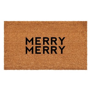 HomeRoots 17" X 29" Brown And Black Christmas Outdoor Coir Door Mat - 1 of 4