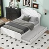 TIRAMISUBEST Twin/Full Size Wood Platform Bed with Twin Size Trundle, Solid Wood Bed Frame with Headboard and Footboard - 3 of 4