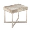 Contemporary Stainless Steel Cowhide Square Stool Silver - Olivia & May - 3 of 4