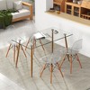 Tangkula Modern 5-Piece Dining Table Set w/ Rectangle Glass Table & 4 Transparent Chairs - 3 of 4