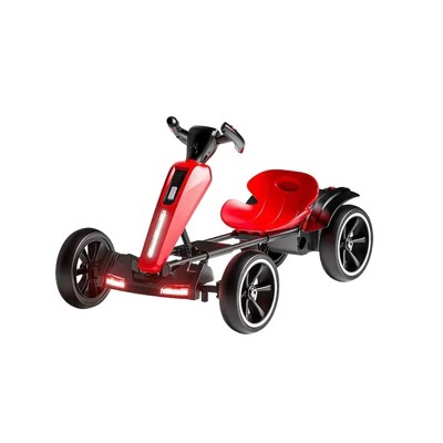 Lomsoe 12V electric Kids Pedal Go Kart, Folder Go Kart, Outdoor Ride on Toy with Adjustable Seat, 4 Non-Slip EVA Wheels Red