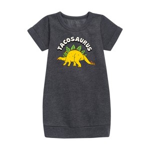 - Instant Message - Tacosaurus Graphic Short Sleeve Fleece Dress - 1 of 4