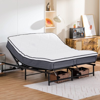 COMHOMA Adjustable Metal Bed Frame with Remote Control, Head and Foot Incline, King/Queen Size