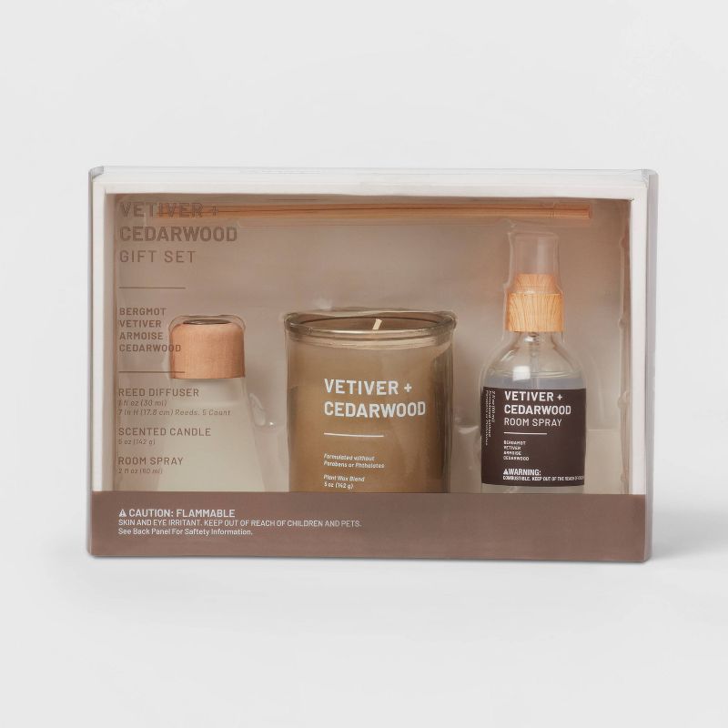 3pk Diffuser Candle Room Spray Gift Set Vetiver Cedarwood - Project 62&#8482;, 1 of 5