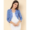 INSPIRE CHIC Women's Elegant 3/4 Sleeve Sheer Floral Lace Open Front Crop Shrug - 4 of 4