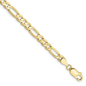 Black Bow Jewelry 4.5mm, 10k Yellow Gold, Concave Figaro Chain Bracelet - 1 of 4