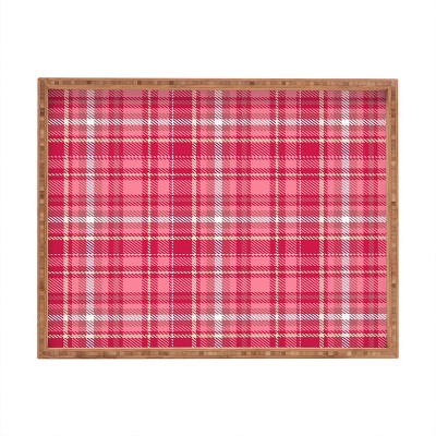 Avenie Pink Plaid Rectangular Tray -Deny Designs