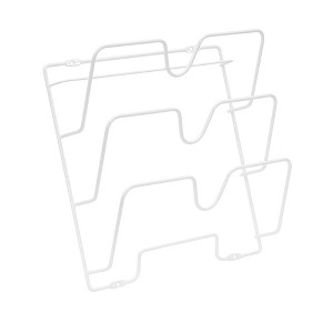 Oversized Cabinet Door Lid Holder, 3 Slots, Steel Wire Frame, White Powder Coating - 1 of 4