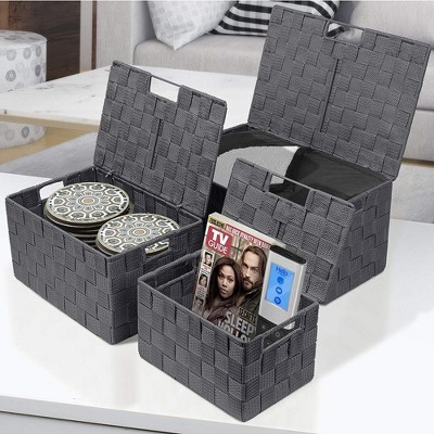 Gray Woven Polypropylene 3-Piece Storage Basket Set