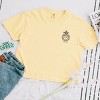 S.W.Smiley Plant Dreams Grow Joy Outline - Women's Boxy Crop Top Graphic T-Shirt - 2 of 4