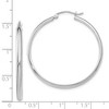 Black Bow Jewelry 2.75mm x 37mm Polished 14k White Gold Domed Round Hoop Earrings - 4 of 4