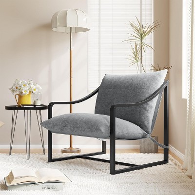 Modern Accent Chair, Heavy Duty Metal Frame Reading Chair with Armrest and Soft Foam