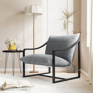 Modern Accent Chair, Heavy Duty Metal Frame Reading Chair with Armrest and Soft Foam - 1 of 4