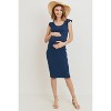 Hello Miz Women's Casual Ribbed Scoop Neck Cap Sleeve Maternity Dress - 4 of 4