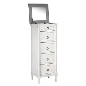 Magg 4 Drawer Jewelry Chest with Flip Up Mirror Antique White/Antique Gray Two Tone - HOMES: Inside + Out: Velvet-Lined, Carved Details - 1 of 4