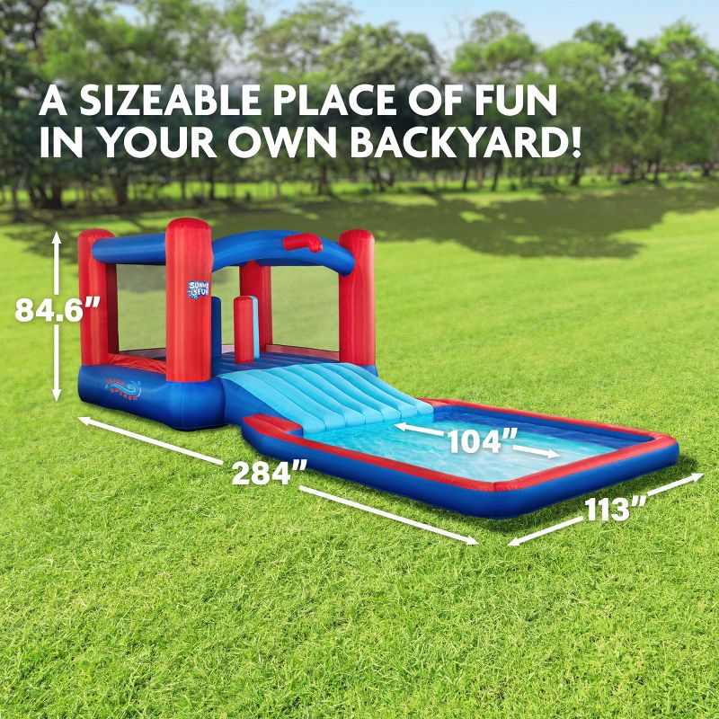Sunny & Fun Inflatable Kids Backyard Water Slide Park & Bounce House, 2 of 9