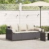 vidaXL 3-Seater Black Rattan Patio Sofa w/Cushions - Outdoor/Garden Furniture - 2 of 4