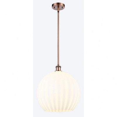 White Venetian - 1 Light Stem Hung Pendant In Modern Style-16.63 Inches Tall and 13.75 Inches Wide