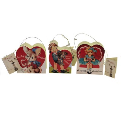 Valentine's Day 4.5" Retro Valentines Buckets Set/3 Vintage Container Be Mine Bethany Lowe Designs, Inc.  -  Decorative Figurines