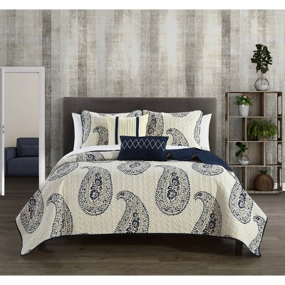 Twin 4pc Shriya Quilt Set Navy - Chic Home Design