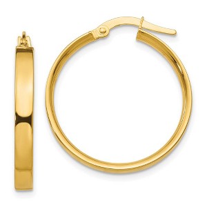 Black Bow Jewelry 3mm, 14k Yellow Gold Polished Round Hoop Earrings, 22mm (7/8 Inch) - 1 of 4