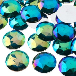 John Bead 100-Piece 25mm Turquoise AB Acrylic Round Flat Back Rhinestones - 1 of 4