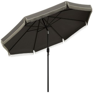 Sapphtopaz 9Ft Patio Umbrella Market Umbrella with Crank and Push Button Tilt 8 Sturdy Ribs and Tassles for Garden, Pool, Deck, Backyard - 1 of 4