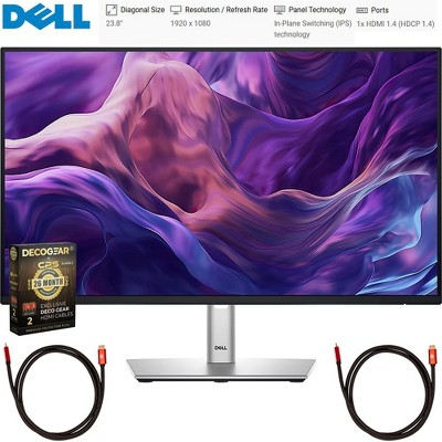 Dell 24" Full HD LED Monitor Black/Silver with 26 Months Protection Pack Bundle