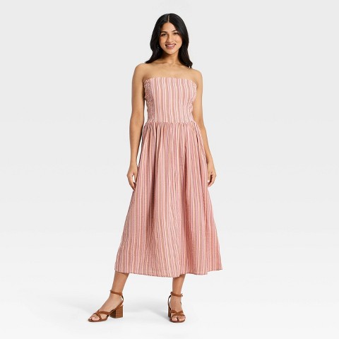 Женские платья Universal Thread Women's Smocked Midi Striped Sundress - Universal Thread™ Pink S