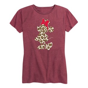 Women's - Disney - Minnie Mouse Leopard Print Silhouette Short Sleeve Graphic T-Shirt - 1 of 4