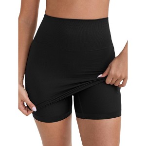 INSPIRE CHIC Women's Leggings Butt-Lifting Tummy Control High-Waisted Above Knee Tight Half Slip - 1 of 4