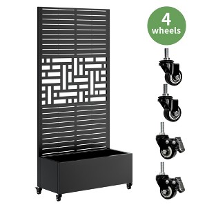 Gulches 3-in-1 Metal Planter Box with Trellis and 4 Wheels - Raised Garden Bed Privacy Screen for Climbing Plants, Vegetables - 1 of 4