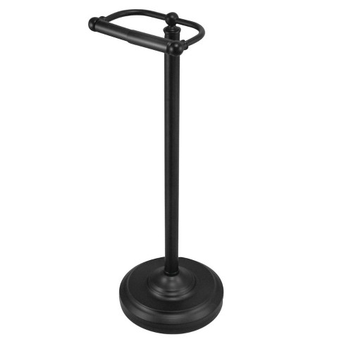 MyGift Matte Black Metal Freestanding Toilet Paper Holder with Reserve Storage, Size: Large