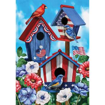 Briarwood Lane American Birdhouses Summer Garden Flag Patriotic Red White and Blue 18" x 12.5"