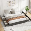 Platform Bed Frame, Fabric Upholstered with 4 Storage Drawers, No Box Spring Needed, Wooden Slats Support, Noise Free, Easy Assembly, Grey/Full - 4 of 4