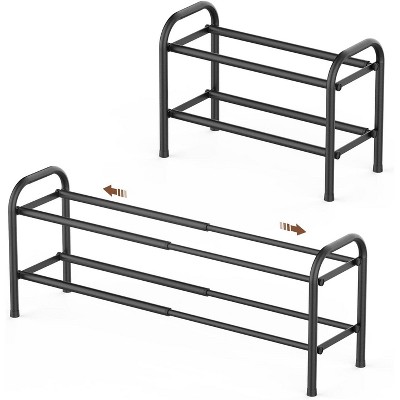 Attop 3-Tier Expandable Shoe Rack,Adjustable Shoe Shelf Storage Organizer Heavy Duty Metal, Free Standing, for Entryway Closet Doorway (Black)