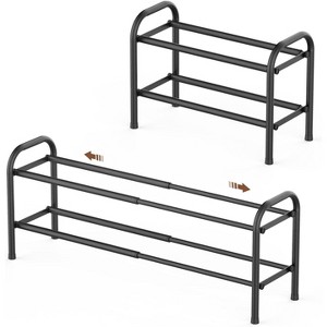 Attop 3-Tier Expandable Shoe Rack,Adjustable Shoe Shelf Storage Organizer Heavy Duty Metal, Free Standing, for Entryway Closet Doorway (Black) - 1 of 4