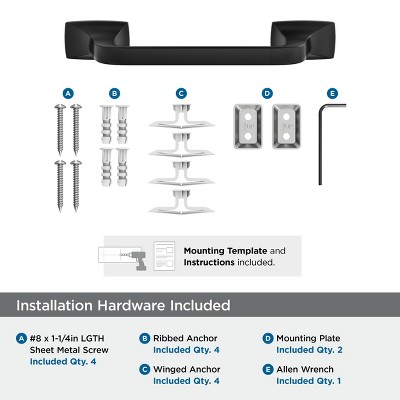 Highland Ridge Matte Black Wall Mounted Towel Bar
