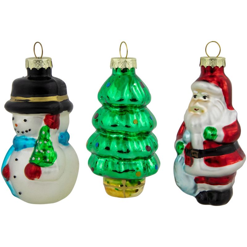 Northlight Set of 3 Holiday Figurines Glass Christmas Ornaments 3", 5 of 8
