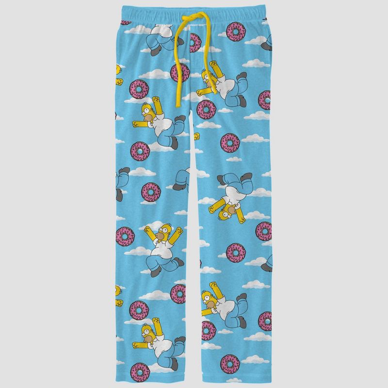 Men&#39;s The Simpsons Homer Donuts Cloud Knit Lounge Pajama Pants - Light Blue, 1 of 3