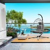Egg Chair with Stand,Patio Rattan Wicker Hanging Swing Egg Chair Hammock Chair for Bedroom Porch Garden With UV Resistant Cushion - 3 of 4