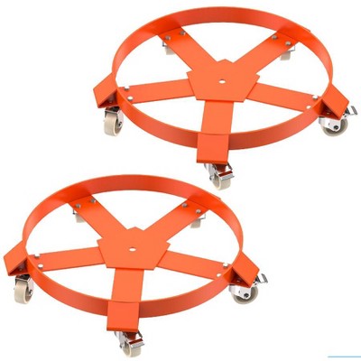 55-gallon Bucket Cart with 4 casters, 1000-pound Capacity Trash Can Cart, Orange Steel Frame Trolley