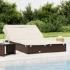 vidaXL 2-Person Outdoor Sunbed with Foldable Roof - Brown Poly Rattan PE Adjustable Patio Daybed for Garden/Poolside/Deck/Balcony - 83.9"x46.5"x38.2" - 2 of 4