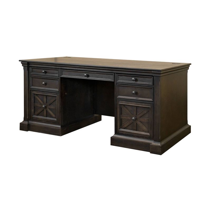 Kingston Traditional Wood Double Pedestal Executive Desk Dark Brown - Martin Furniture, 3 of 10