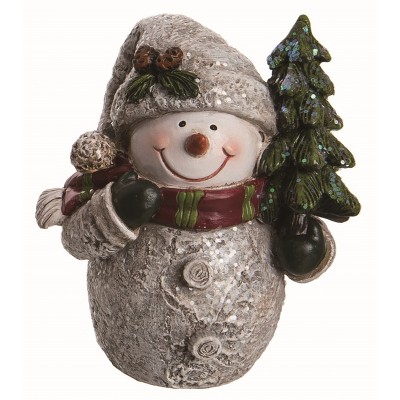 Transpac Resin Multicolor Christmas Small Birch Snowman Figurine